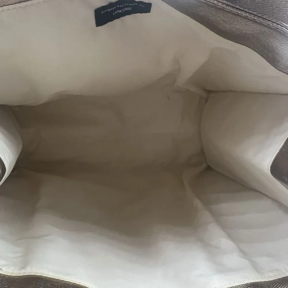 Lancome Champagne Gold Structured Tote Bag w/ side hook rings for shoulder strap